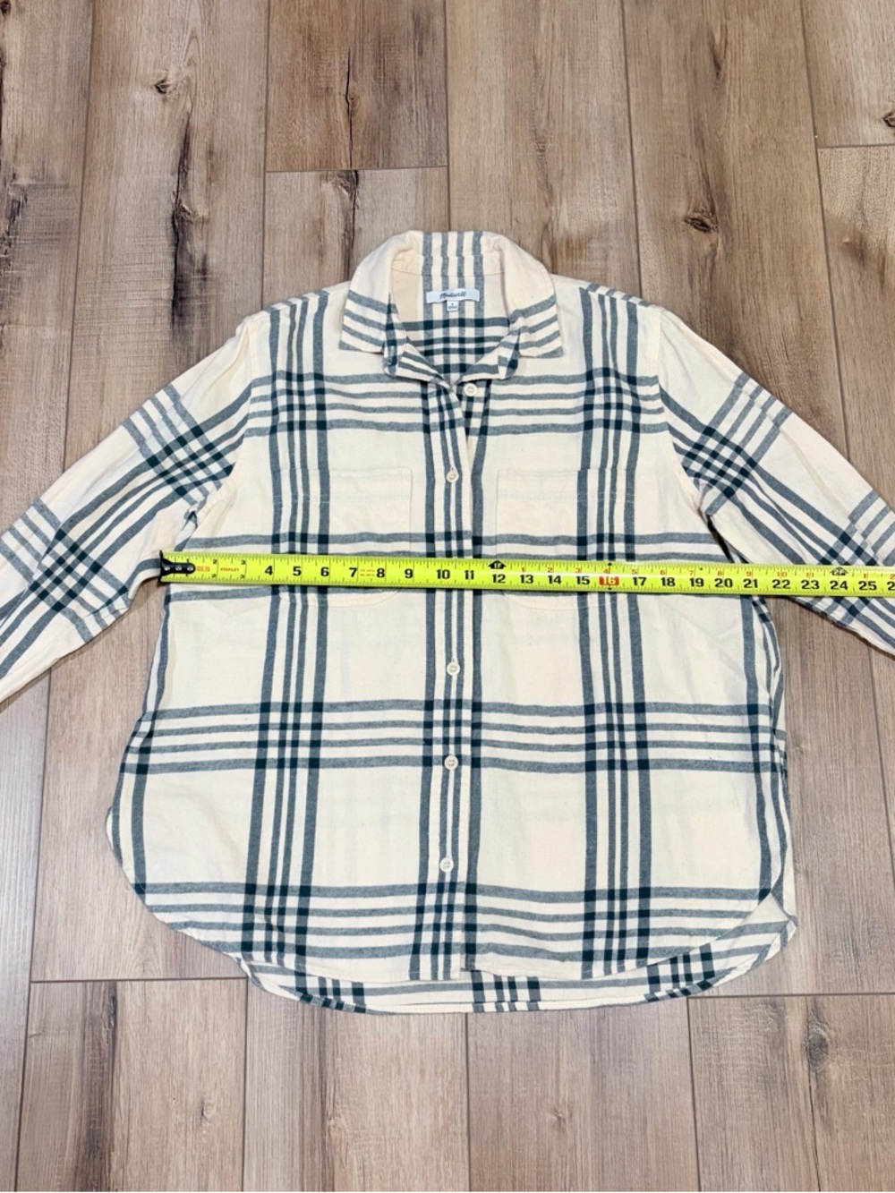 Madewell Plaid Flannel Shirt Small Neutral Cottagecore Casual - Picture 8 of 8